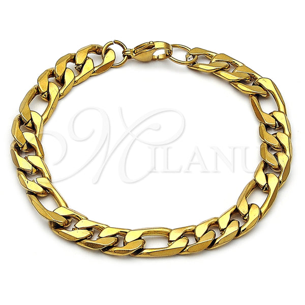 Pulsera Básica 03.257.0002.09 Acero Inoxidable, Diseño de Figaro, Pulido, Tono Dorado (Thickness, 9 Inches Length)
