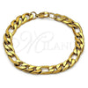 Pulsera Básica 03.257.0002.09 Acero Inoxidable, Diseño de Figaro, Pulido, Tono Dorado (Thickness, 9 Inches Length)