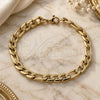 Pulsera Básica 03.257.0003.09 Acero Inoxidable, Diseño de Pave Figaro, Diamantado, Tono Dorado (Grosor 07.5 MM, 9 Pulgadas de Largo)