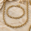 Collar y Pulsera 06.63.0299 Oro Laminado, Diseño de Puff Mariner, Pulido, Tono Dorado