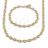 Collar y Pulsera 06.63.0299 Oro Laminado, Diseño de Puff Mariner, Pulido, Tono Dorado