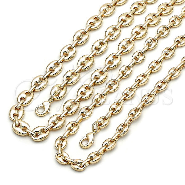 Collar y Pulsera 06.63.0299 Oro Laminado, Diseño de Puff Mariner, Pulido, Tono Dorado