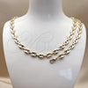 Collar y Pulsera 06.63.0300.24 Oro Laminado, Diseño de Puff Mariner, Pulido, Tono Dorado