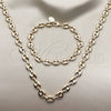 Collar y Pulsera 06.63.0300.24 Oro Laminado, Diseño de Puff Mariner, Pulido, Tono Dorado
