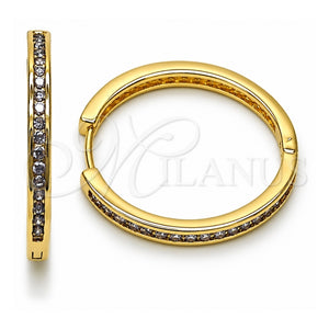 Argolla Huggie 02.195.0297.1.30 Oro Laminado, con Zirconia Cubica Amatista, Pulido, Tono Dorado