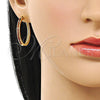 Argolla Huggie 02.195.0297.2.30 Oro Laminado, con Granate Zirconia Cubica, Pulido, Tono Dorado