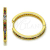 Argolla Huggie 02.195.0297.3.30 Oro Laminado, con Multicolor Zirconia Cubica, Pulido, Tono Dorado