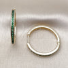 Argolla Huggie 02.195.0297.4.30 Oro Laminado, con Zirconia Cubica Verde, Pulido, Tono Dorado