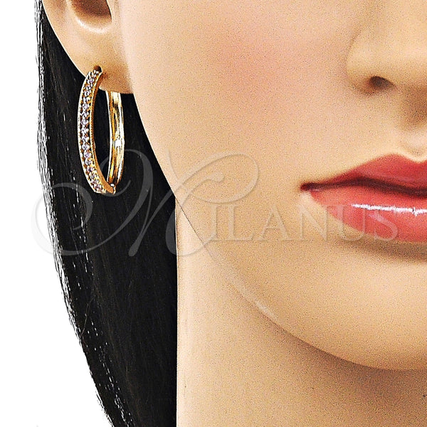 Argolla Huggie 02.195.0300.1.30 Oro Laminado, con Amatista Zirconia Cubica, Pulido, Tono Dorado