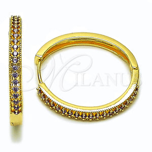 Argolla Huggie 02.195.0300.1.30 Oro Laminado, con Amatista Zirconia Cubica, Pulido, Tono Dorado