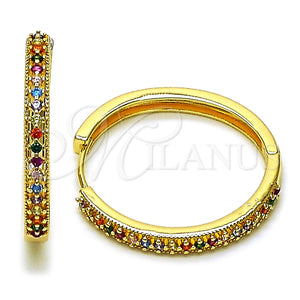 Argolla Huggie 02.195.0300.3.30 Oro Laminado, con Multicolor Zirconia Cubica, Pulido, Tono Dorado