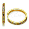 Argolla Huggie 02.195.0300.3.30 Oro Laminado, con Multicolor Zirconia Cubica, Pulido, Tono Dorado