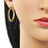 Argolla Huggie 02.195.0300.4.30 Oro Laminado, con Verde Zirconia Cubica, Pulido, Tono Dorado