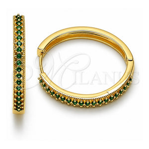 Argolla Huggie 02.195.0300.4.30 Oro Laminado, con Zirconia Cubica Verde, Pulido, Tono Dorado