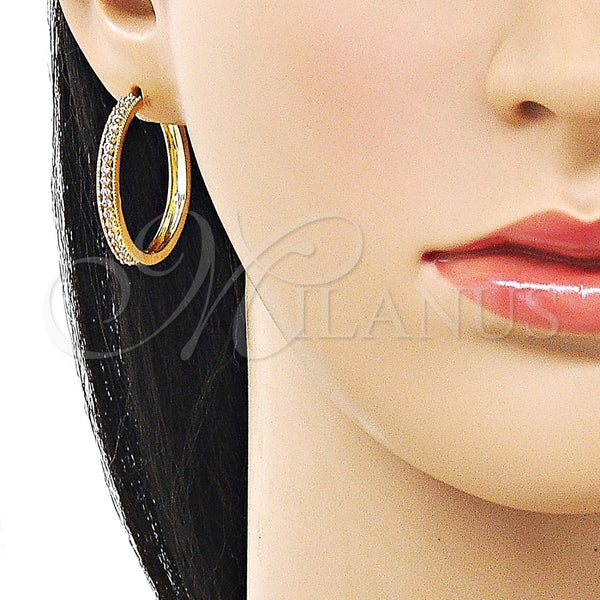 Argolla Huggie 02.195.0300.5.30 Oro Laminado, con Rosado Zirconia Cubica, Pulido, Tono Dorado