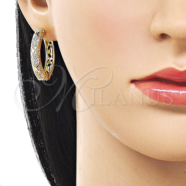 Argolla Huggie 02.195.0355.30 Oro Laminado, con Blanca Zirconia Cubica, Pulido, Tono Dorado