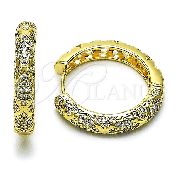 Argolla Huggie 02.195.0355.30 Oro Laminado, con Blanca Zirconia Cubica, Pulido, Tono Dorado