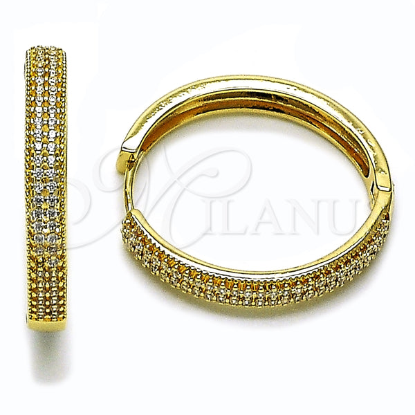 Argolla Huggie 02.195.0356.30 Oro Laminado, con Zirconia Cubica Blanca, Pulido, Tono Dorado