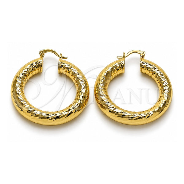 Argolla Mediana 02.163.0316.40 Oro Laminado, Diseño de Hueco, Diamantado, Tono Dorado