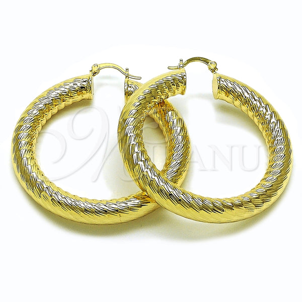 Argolla Mediana 02.163.0316.50 Oro Laminado, Diseño de Hueco, Diamantado, Tono Dorado
