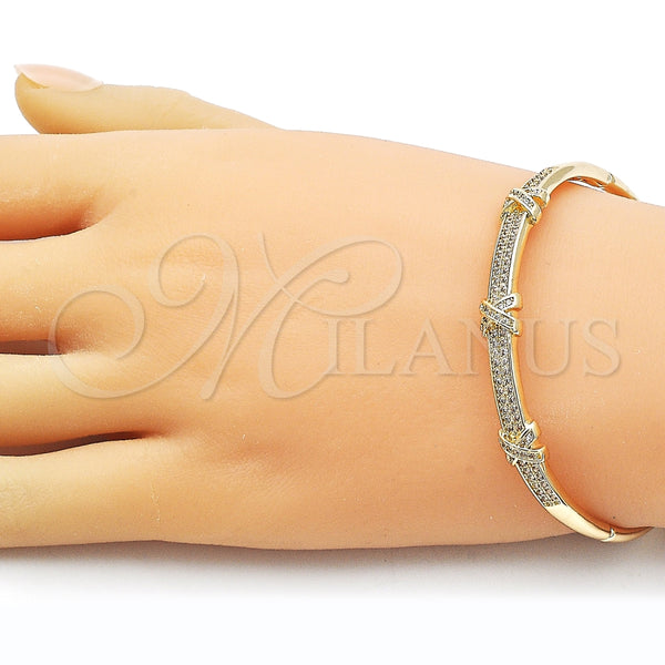 Aro Individual 07.283.0005.04 Oro Laminado, con Zirconia Cubica Blanca, Pulido, Tono Dorado (Grosor 07 MM, Talla 4 (2,25 de Diámetro))