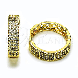 Argolla Huggie 02.283.0262.25 Oro Laminado, con Blanca Zirconia Cubica, Pulido, Tono Dorado