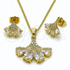 Juego de Arete y Dije de Adulto 10.283.0029.1 Oro Laminado, Diseño de Gota, con Blanca Zirconia Cubica, Pulido, Tono Dorado