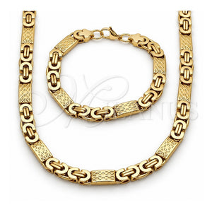 Collar y Pulsera 06.116.0007.1.22 Acero Inoxidable, Diseño de Infinito, Pulido, Tono Dorado
