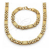 Collar y Pulsera 06.116.0007.1.22 Acero Inoxidable, Diseño de Infinito, Pulido, Tono Dorado