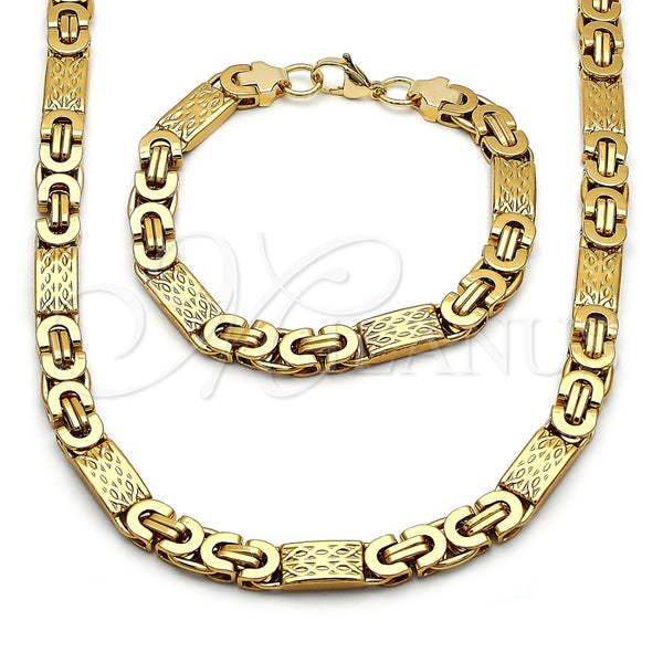 Collar y Pulsera 06.116.0007.1.22 Acero Inoxidable, Diseño de Infinito, Pulido, Tono Dorado