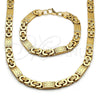Collar y Pulsera 06.116.0007.1.22 Acero Inoxidable, Diseño de Infinito, Pulido, Tono Dorado