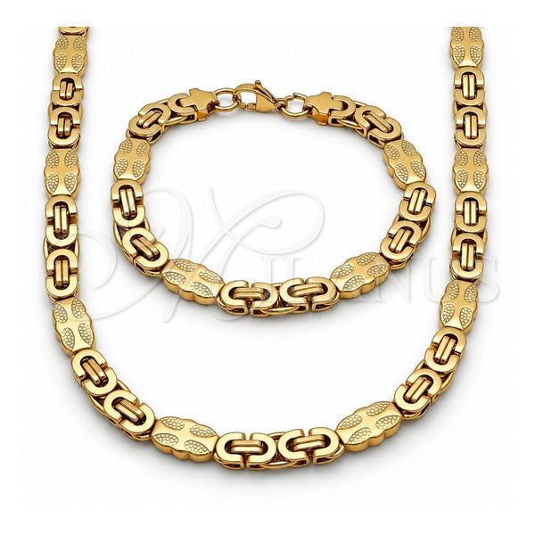 Collar y Pulsera 06.116.0006.1.22 Acero Inoxidable, Diseño de Cruz, Pulido, Tono Dorado