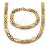 Collar y Pulsera 06.116.0006.1.22 Acero Inoxidable, Diseño de Cruz, Pulido, Tono Dorado