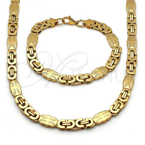 Collar y Pulsera 06.116.0006.1.22 Acero Inoxidable, Diseño de Cruz, Pulido, Tono Dorado