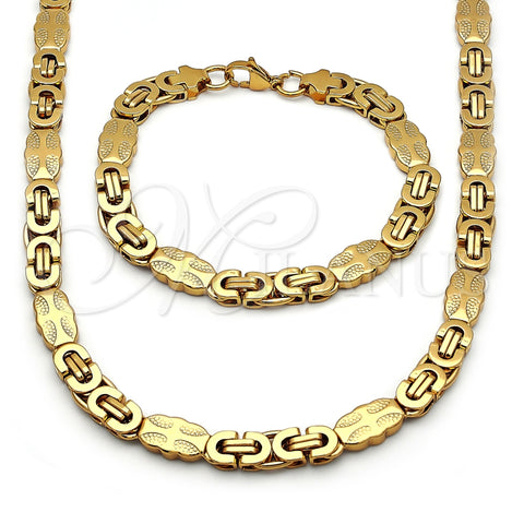 Collar y Pulsera 06.116.0006.1.22 Acero Inoxidable, Diseño de Cruz, Pulido, Tono Dorado