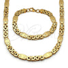 Collar y Pulsera 06.116.0006.1.22 Acero Inoxidable, Diseño de Cruz, Pulido, Tono Dorado