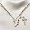 Rosario Mediano 09.253.0081.26 Oro Laminado, Diseño de Guadalupe y Crucifijo, con Blanca Zirconia Cubica, Diamantado, Tono Dorado