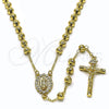 Rosario Mediano 09.253.0081.26 Oro Laminado, Diseño de Guadalupe y Crucifijo, con Blanca Zirconia Cubica, Diamantado, Tono Dorado