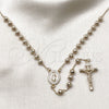 Rosario Mediano 09.253.0082.26 Oro Laminado, Diseño de Guadalupe y Crucifijo, con Blanca Zirconia Cubica, Diamantado, Tono Dorado