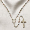 Rosario Fino 09.253.0084.26 Oro Laminado, Diseño de Guadalupe y Crucifijo, con Micro Pave Blanca, Diamantado, Tres Tonos