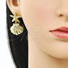 Arete Dormilona 02.156.0714 Oro Laminado, Diseño de Concha y Estrella, Pulido, Tono Dorado