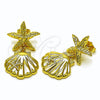 Arete Dormilona 02.156.0714 Oro Laminado, Diseño de Concha y Estrella, Pulido, Tono Dorado