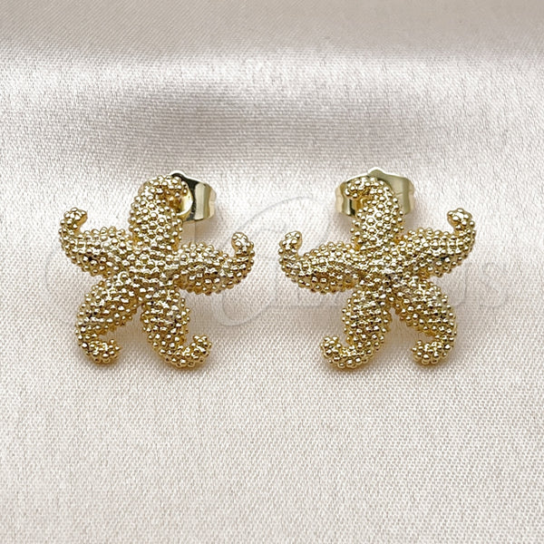 Arete Dormilona 02.156.0716 Oro Laminado, Diseño de Estrella, Pulido, Tono Dorado