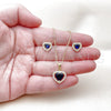 Juego de Arete y Dije de Adulto 10.156.0539.2 Oro Laminado, Diseño de Corazón y Cluster, con Zirconia Cubica Zafiro Azul y Blanca, Pulido, Tono Dorado