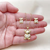 Juego de Arete y Dije de Adulto 10.156.0541 Oro Laminado, Diseño de Osito y Corazón, con Blanca Micro Pave, Pulido, Tono Dorado