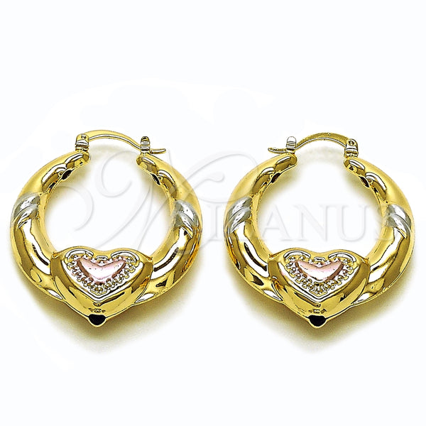 Argolla Mediana 02.170.0507.35 Oro Laminado, Diseño de Corazón y Hueco, Pulido, Tres Tonos
