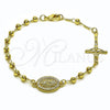 Pulsera Elegante 03.213.0350.08 Oro Laminado, Diseño de Guadalupe y Cruz, Pulido, Tono Dorado (Grosor 04 MM, 8 Pulgadas de Largo)