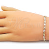 Pulsera Básica 03.213.0351.08 Oro Laminado, Diseño de Mariner, Pulido, Tres Tonos (Grosor 04 MM, 8 Pulgadas de Largo)