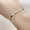 Pulsera Básica 03.213.0351.08 Oro Laminado, Diseño de Mariner, Pulido, Tres Tonos (Grosor 04 MM, 8 Pulgadas de Largo)