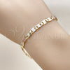 Pulsera Básica 03.213.0352.08 Oro Laminado, Diseño de Mariner, Diamantado, Tres Tonos (Grosor 05.3 MM, 8 Pulgadas de Largo)